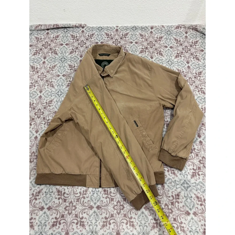 Weatherproof Mens XL Tan Khaki Microfiber Golf Jacket Full Zip Windbreaker Lined